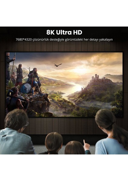 8k 60Hz Displayport To Displayport 1.4 Örgülü Kablo 1 Metre