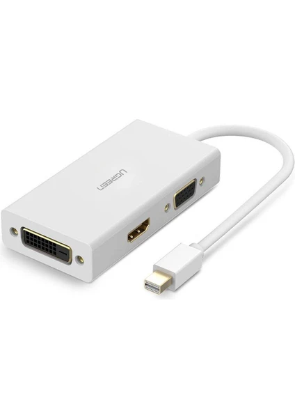 Mini Dp To HDMI DVI VGA Görüntü Dönüştürücü Adaptör Beyaz