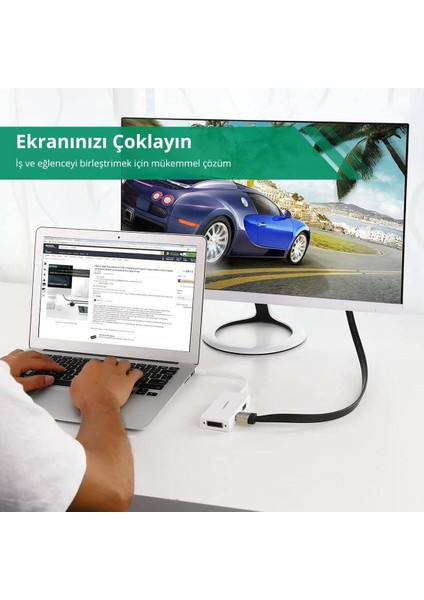 Mini Dp To HDMI DVI VGA Görüntü Dönüştürücü Adaptör Beyaz