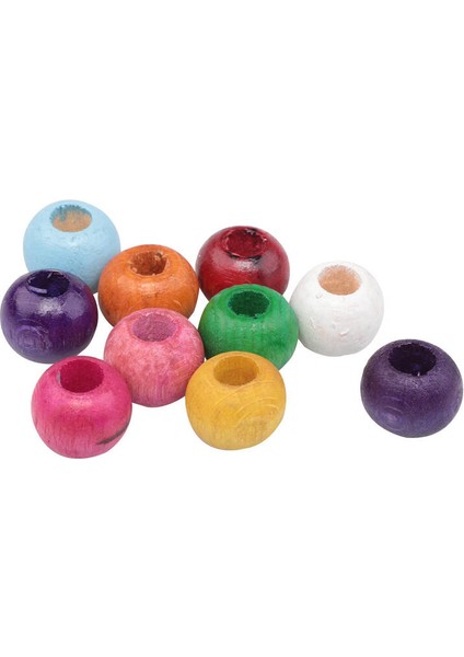 Ahşap Boncuk Renkli 8 mm 10 Adet
