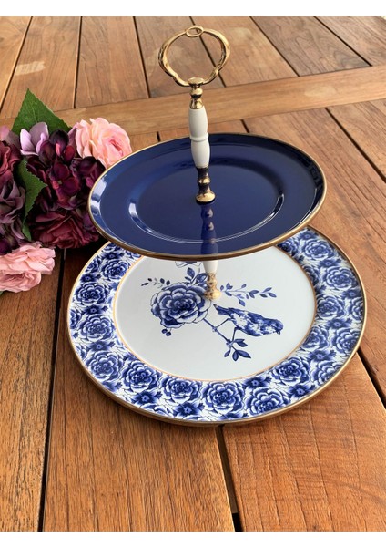 Blue Rose Emaye Katlı Kurabiyelik
