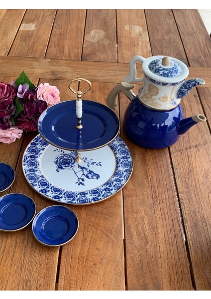 Blue Rose Emaye Katlı Kurabiyelik