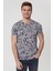 Bisiklet Yaka Desenli Mavi Erkek T-Shirt 2