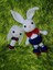 Salopetli Tavşan Uyku Arkadaşı ve Çıngırak Amigurumi Organik Oyun 2