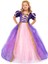 Peoniakids Rapunzel Kız Çocuk Elbise - Taçlı Pelerinli Tarlatanlı Rapunzel Kostüm - Disney Kostüm 1