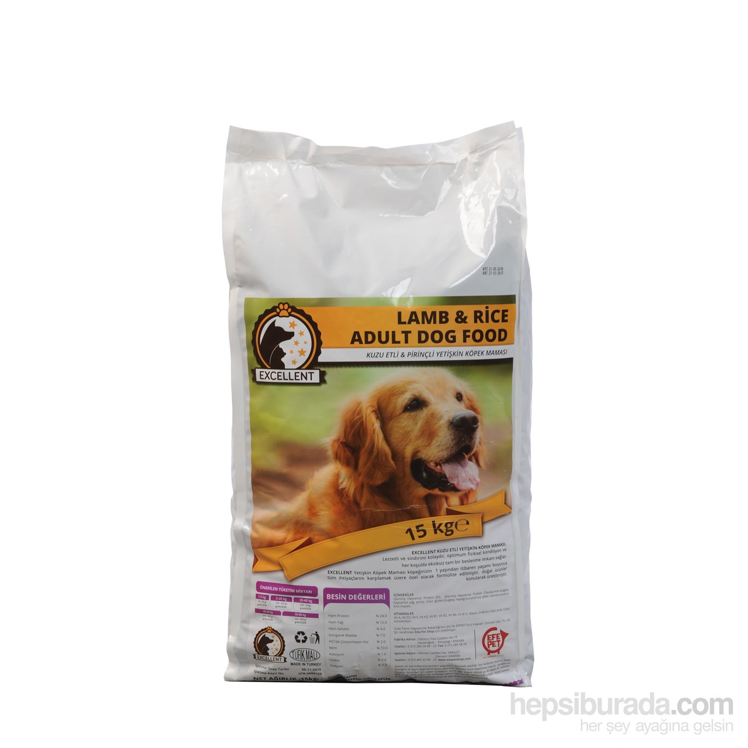Excellent Kuzu Etli Yetişkin Köpek Maması 15 Kg Fiyatı