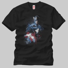 Crazy Captain America Stencil Erkek T-Shirt