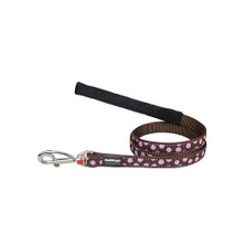 Reddingo Kahverengi Üzerine Pembe Benekli Uzatma Köpek Tasması 20 Mm