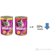 Whiskas Konserve Biftekli ve Tavuklu  400 Gr. ikincisi %50 indirimli!