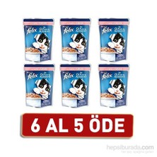 Felix Yetişkin Kediler İçin Somonlu Yaş Kedi Maması Pouch 6 Al 5 Öde! 6 X 100 Gr