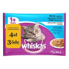 Whiskas kedi yaş  pouch Multipack Balık 100 Gr 4 Al 3 Öde