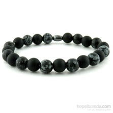 Solfera Mat Oniks Ve Obsidyen Taş Erkek Bileklik B432
