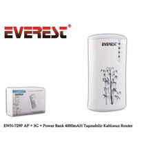 Everest EWN-729P AP + 3G + 4000 mAH Taşınabilir Şarj Cihazı ve Kablosuz Router