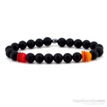 Solfera Sarı Kırmızı Mat Oniks Taşı Erkek Bileklik B636