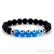 Solfera Nazar Boncuklu Mat Oniks Taş Bayan Bileklik B821