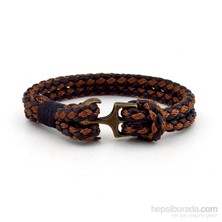 Solfera Denizci Kahve Siyah Deri Bileklik Bt169
