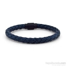 Solfera Lacivert Deri Siyah Mıknatıslı Bileklik Bt234