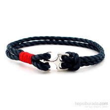 Solfera Çapa Kırmızı Lacivert Halat Erkek Bileklik Bt120