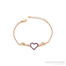 KENPAZAR Olivin Accesories Gümüş Pembe Kalpli Sen Ben Bileklik 431863