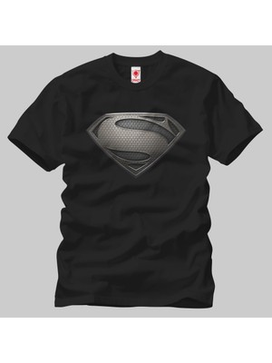 Crazy Man Of Steel Black Logo Erkek T-Shirt