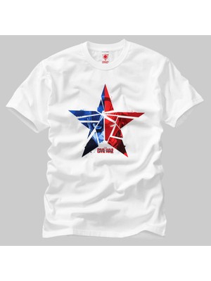 Crazy Captain America And Iron Man Shattered Star Erkek T-Shirt