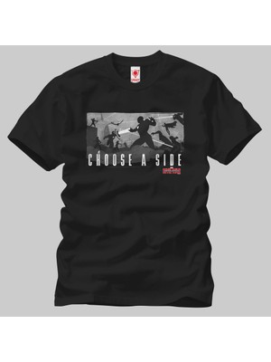 Crazy Civil War Brawl Silhouette Choose A Side Erkek T-Shirt