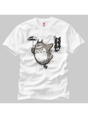 Crazy Totoro Flying With My Neighbours Erkek T-Shirt