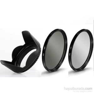 Nikon 52mm Koruyucu Uv + Cpl Polarize Filtre + Yaprak Parasoley