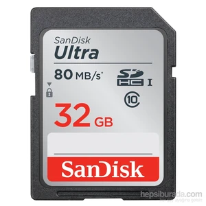 SanDisk Ultra SDHC 32GB 80MB/s Class 10 UHS-I Hafıza Kartı SDSDUNC-032G-GN6IN - 25 Adet