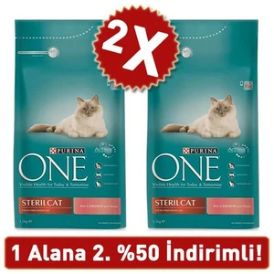 One Sterilised Somonlu Kısırlaştırılmış Kedi Maması 2 Adet 1.5 Kg