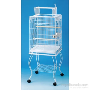 Sehpalı Papağan Kafesi Beyaz