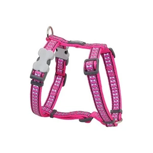 Reddingo Fosforlu Kemik Desenli Pembe  Köpek Göğüs Tasması 20 Mm