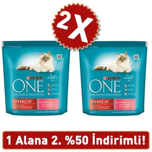 One Kısırlaştırılmış Somonlu Kuru Kedi Maması 2 X 800 Gr