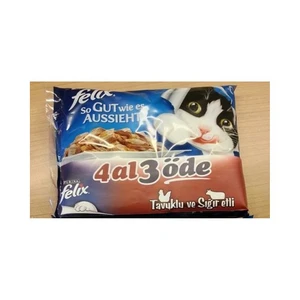 Tavuklu Ve Sığır Etli Kedi Maması Karma Paket 85 gr 4 Al 3Öde