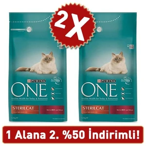 One Sterilised Sığır Etli Kısırlaştırılmış Kedi Maması 2 Adet X 1.5 Kg