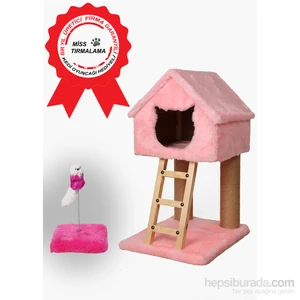 Miss Dublex Tırmalama Ve Oyun Standı Pembe+ Yaylı Kedi Oyuncağı Hediye!