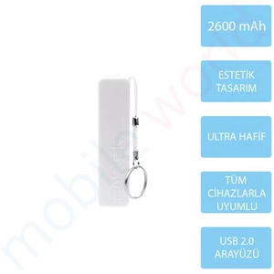 Mobile Word 2600 mAh Taşınabilir Şarj Cihazı Beyaz - 2117