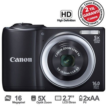 Canon PowerShot A810 - Cámara compacta de 16 MP (Pantalla de 2.7, Zoom  óptico 5X, estabilizador de