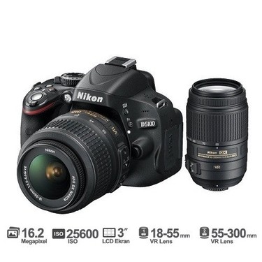 【W2002】 Nikon D5100 / AF-S 18-55 3.5-5.6 Nikon D5100 18-55 VR + 55-300 VR Kit 16.2 MP 3