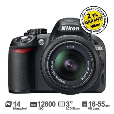 Nikon D3100 18-55mm VR Kit 14.2 MP 3” LCD DSLR Dijital Fotoğraf