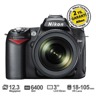 Nikon DSLR D90 Kit 18-105mm VR 12.3MP 3.0" SLR Dijital Fotoğraf