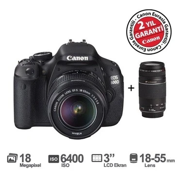 Canon Eos 600D 18-55 + 75-300 mm DC 18 MP 3.0" SLR Dijital Fotoğraf