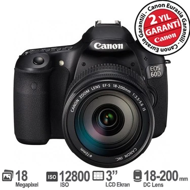 Canon Eos 60D 18-200mm IS 18 MP 3.0" LCD DSLR Dijital Fotoğraf