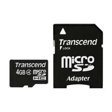 Transcend microSDHC 4 GB Class 4 SD Adaptörlü Hafıza Kartı