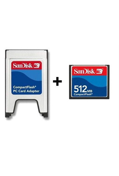 Sandisk PCMCIA-CF Compact Flash Adaptör + 512MB Compact Flash Kart