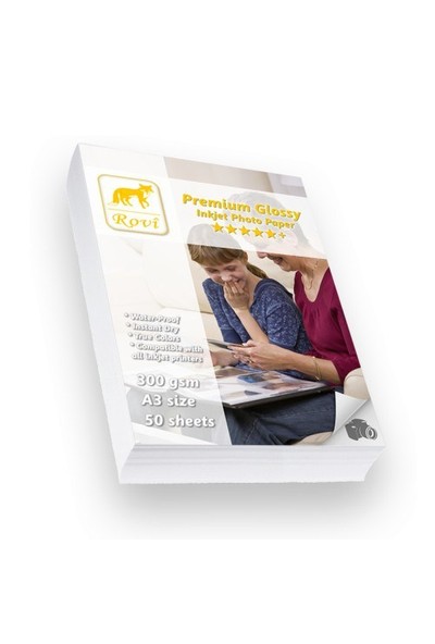 Rovi Premium Parlak Fotoğraf Kağıdı - 300Gsm - 50Yp - A3