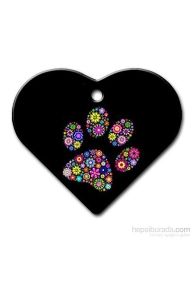 Dalis Pet Tag - Pati Desenli Geniş Kalp Kedi Köpek Künyesi (İsimlik)