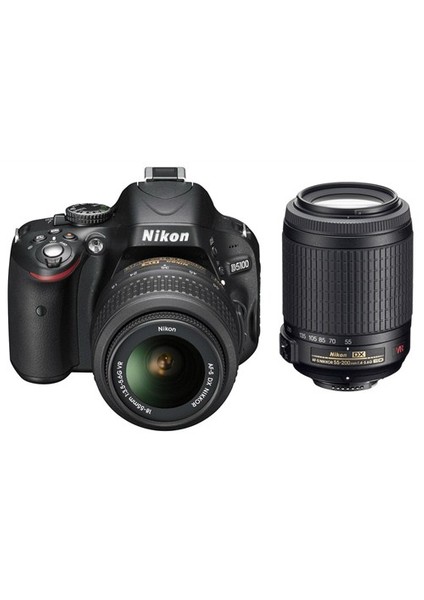 D5100 18-55 VR + 55-200 VR 16.2 MP 3" LCD Dijital SLR Fotoğraf Makinesi