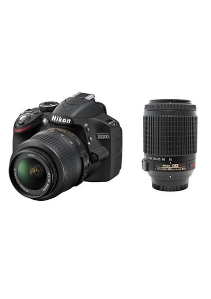 D3200 18-55 VR + 55-200 VR Kit 24 MP 3" LCD Ekran Dijital SLR Fotoğraf Makinesi fiyatları