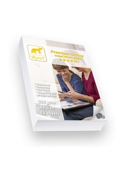 Premium Parlak Fotoğraf Kağıdı - 300Gsm - 50Yp - A4